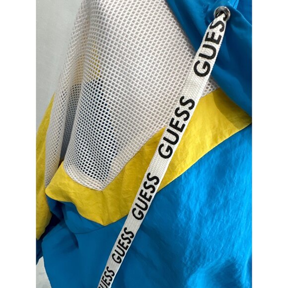 Guess Los Angeles Blue & Yellow Mesh Windbreaker Jacket Medium - Picture 4 of 6